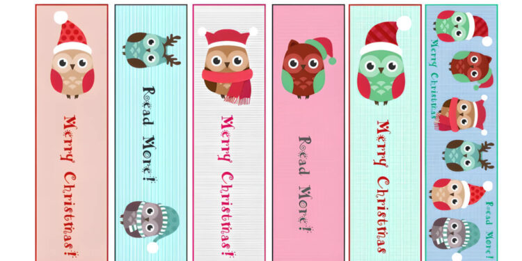 christmas owls bookmark