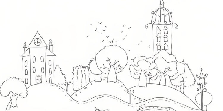 city coloring page