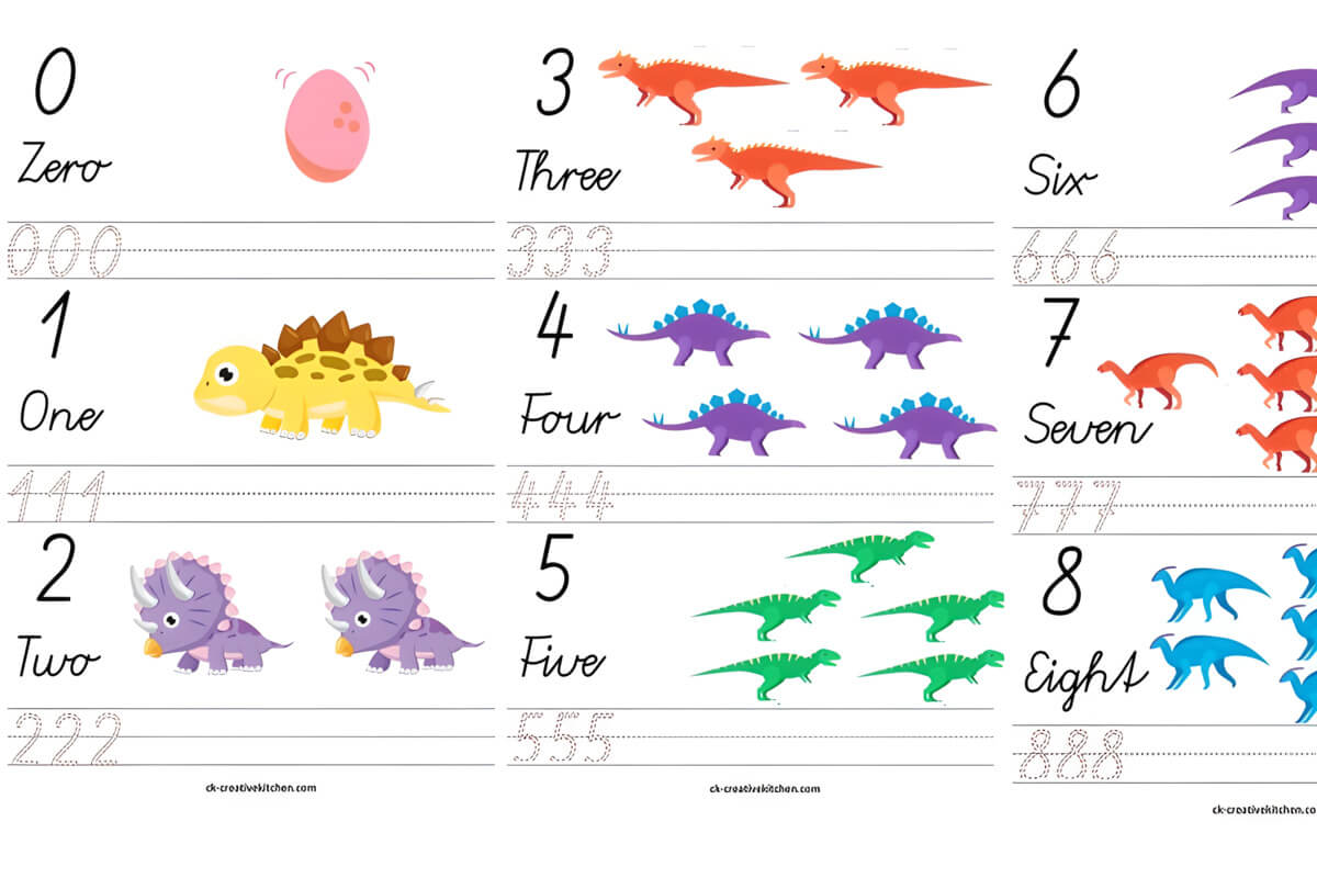 Dinosaur - Numbers - Free Printables - Creative Kitchen