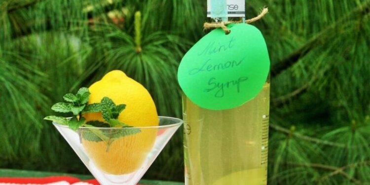 homemade mint lemon syrup