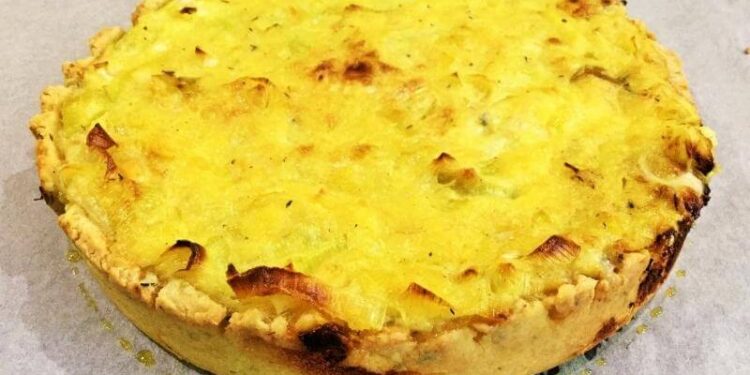 Leek and blue cheese tart