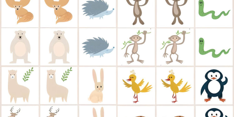wild forest animal memory game