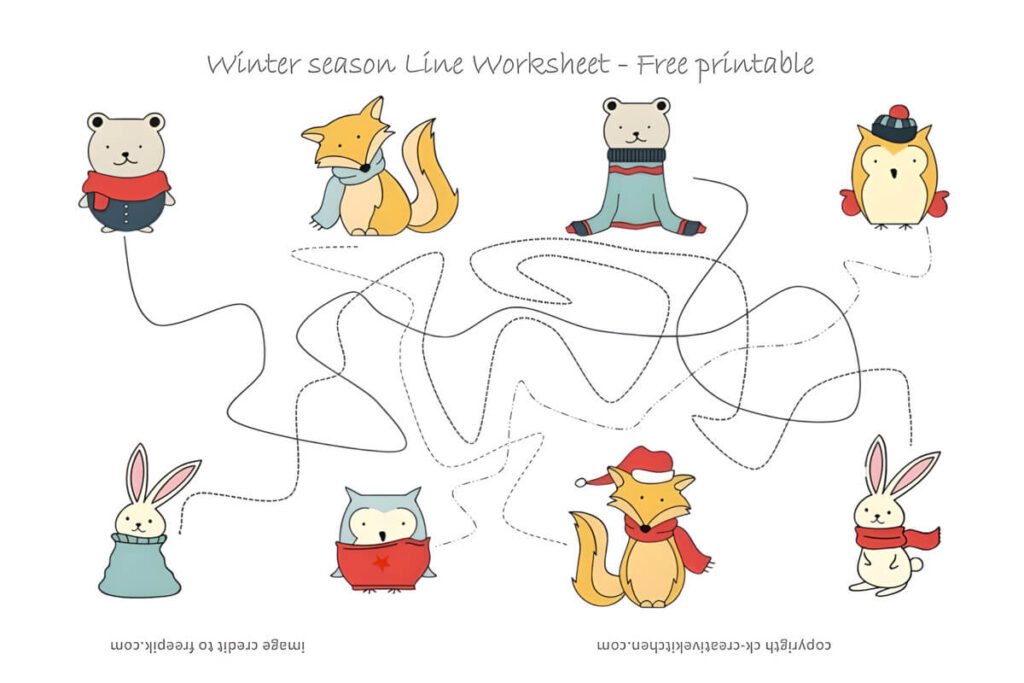 winter forest animal worksheet