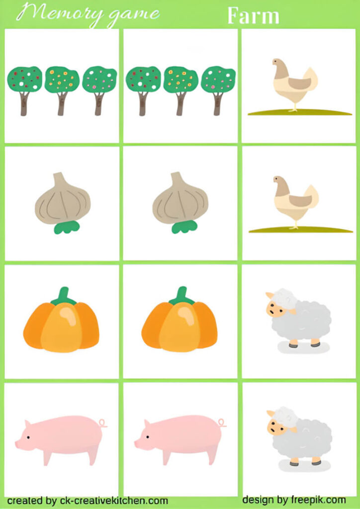 farm memory game