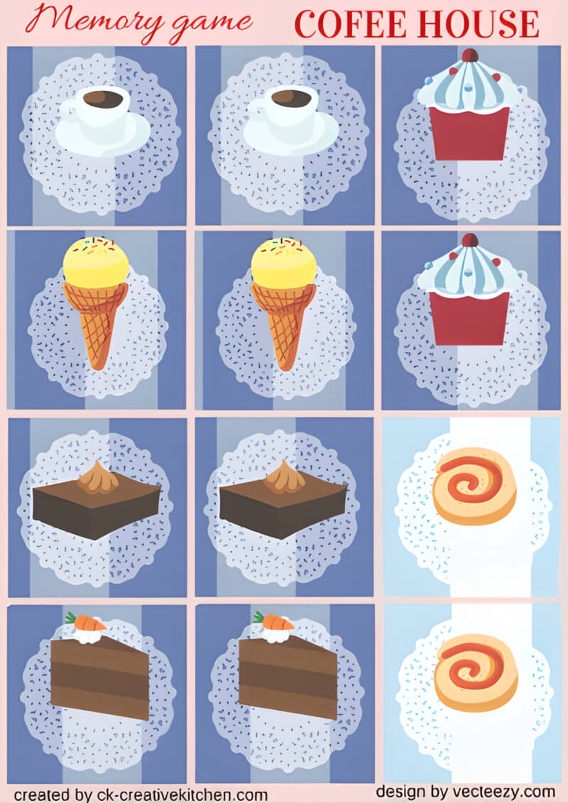Coffee House- Memory Game - Free Printables - Creative Kitchen