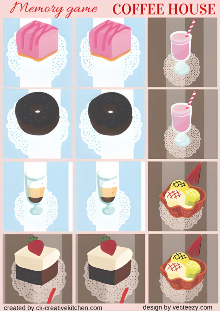 Coffee House- Memory Game - Free Printables - Creative Kitchen