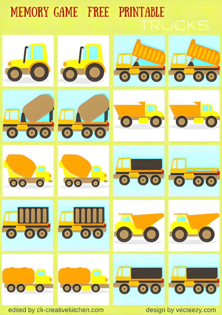 traffic memory game free printable