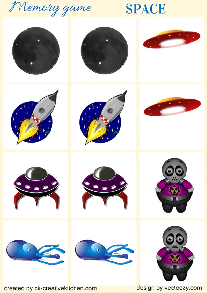 Space - Memory Game - Free Printables - Creative Kitchen