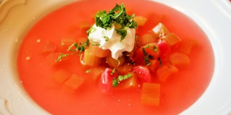 Norvegian Cold Rhubarb Soup with Mint