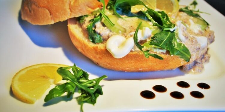 Tuna Salad Sandwich with Celery and Rucola