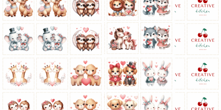 valentine animals memory game