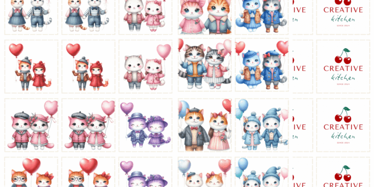valentine cat coulpe memory game