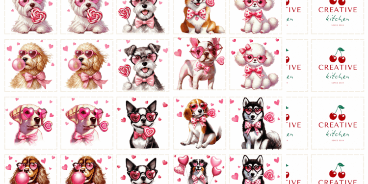 valentine dogs memory game