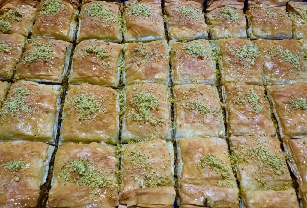 homemade pistachio baklava